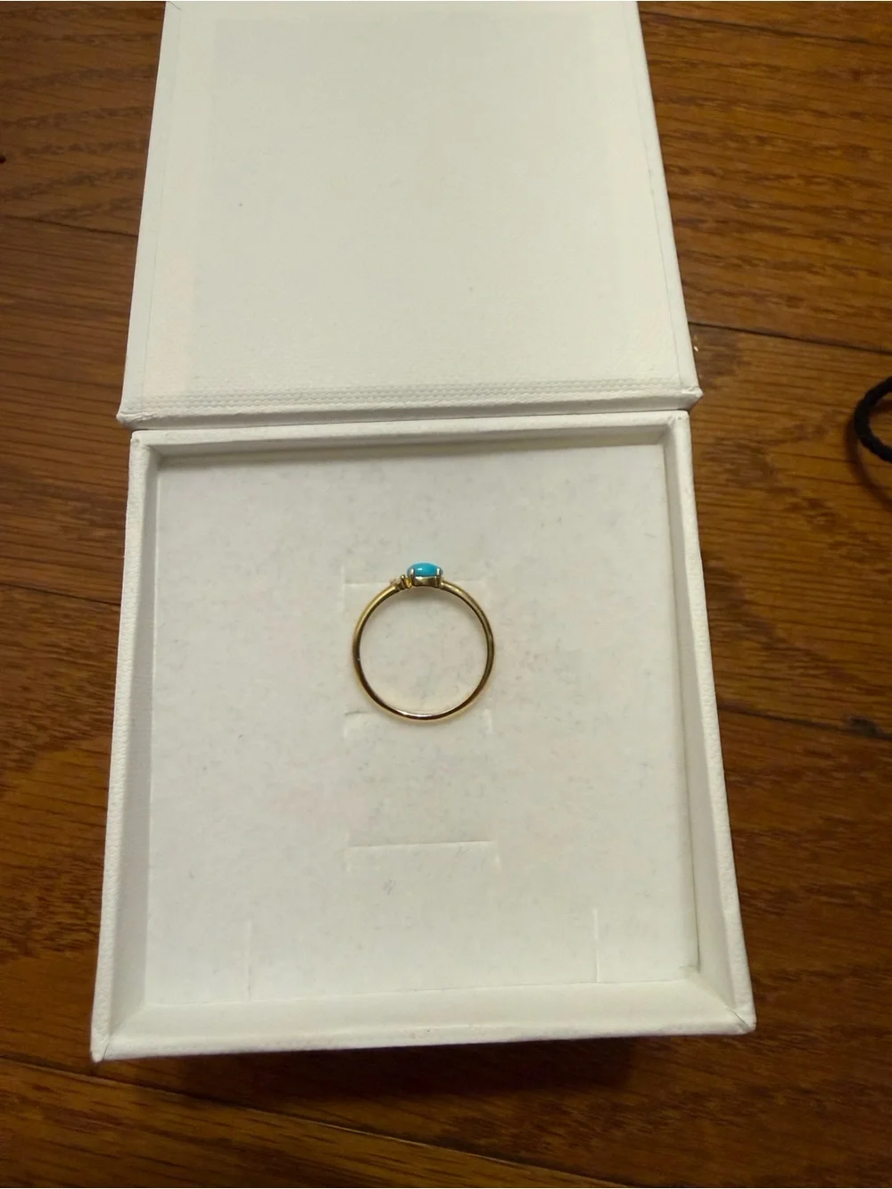 Mejuri 14k Gold Ring with Turquoise Teardrop and White Sapphire